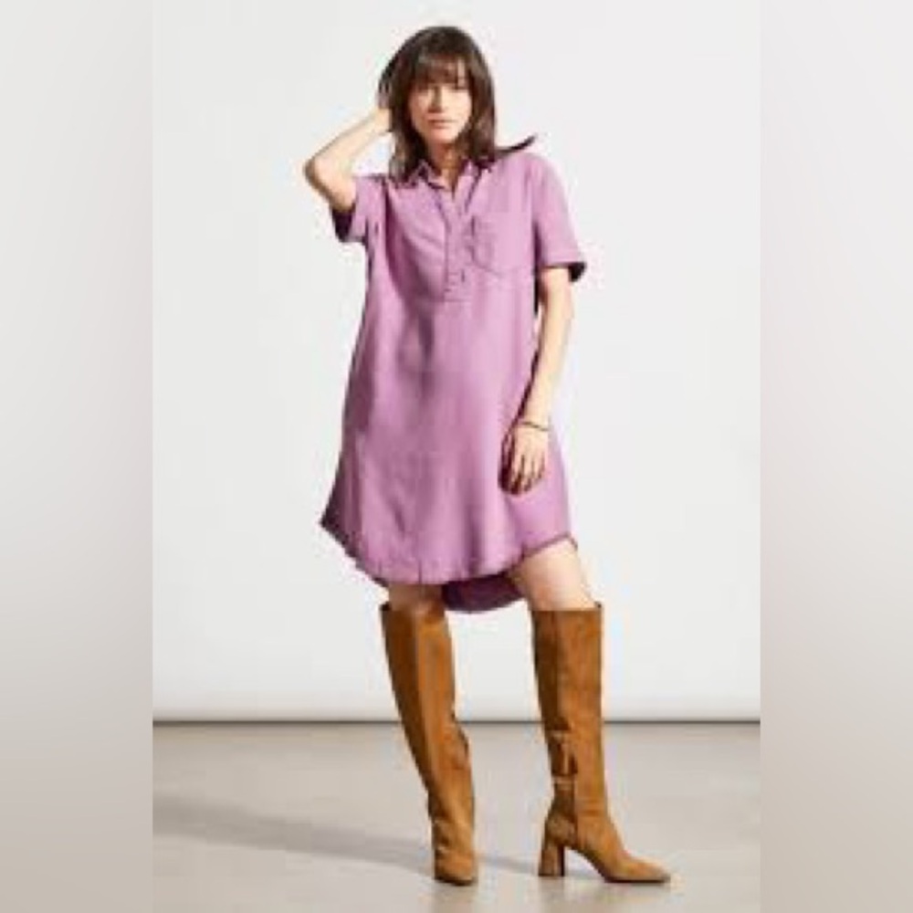 NWT Tribal Jeans shirt dress with pockets size M purple